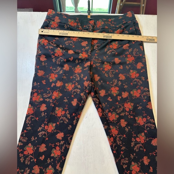 LOFT Marisa Fit Floral Dress Pants Size 14 Navy & Red Tapestry Brocade - Picture 7 of 11